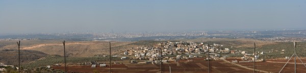 Panoramic view looking downhill on Tel Aviv